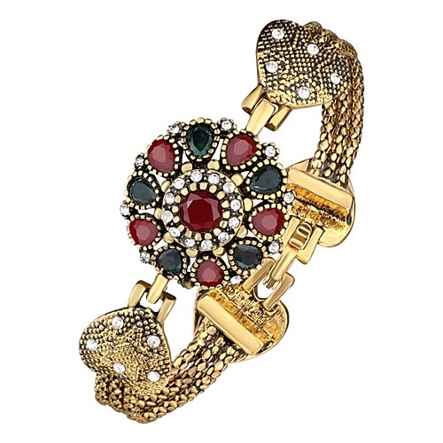 

Women's Bracelet Bangles 3D Flower Ladies Classic Vintage Rhinestone Bracelet Jewelry Gold For Daily