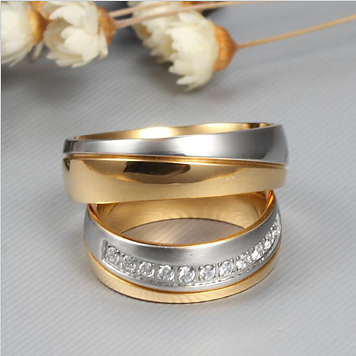 

Couple's Couple Rings spinning ring AAA Cubic Zirconia 2pcs Gold Titanium Steel Titanium Steel Round Ladies Fashion Elegant Wedding Engagement Jewelry Two tone Friendship