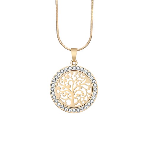

Women's AAA Cubic Zirconia Pendant Necklace Rope Floating Tree of Life life Tree Ladies Cowboy Baroque Hip-Hop Rhinestone Alloy Rose Gold Silver Gold 47 cm Necklace Jewelry 1pc For Party / Evening