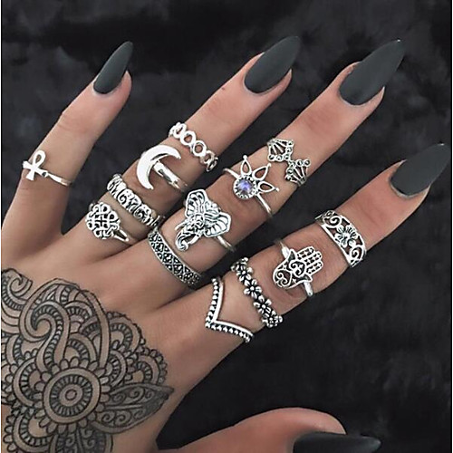 

Band Ring Vintage Style Silver Gold Rhinestone Alloy Creative Ladies Unusual Unique Design 13pcs One Size / Women's / Ring Set