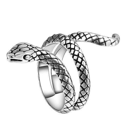 

Band Ring Sculpture Silver Alloy Snake Animal Vintage Punk Trendy 1pc 7 8 9 10 / Men's / Statement Ring