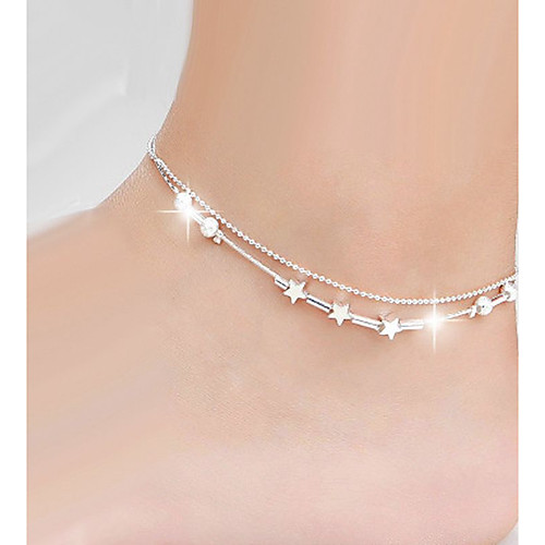 

Ankle Bracelet Ladies Stylish Simple Women's Body Jewelry For Daily Single Strand Alloy Star Silver 1pc