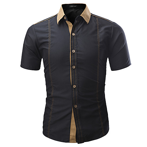 

Men's Shirt Simple Classic Short Sleeve Daily Tops Work Basic Casual Office / career White Blue Black