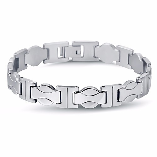 

Men's Chain Bracelet Stylish Link / Chain Creative Wave Stylish Simple Classic Titanium Steel Bracelet Jewelry Silver For Street Going out