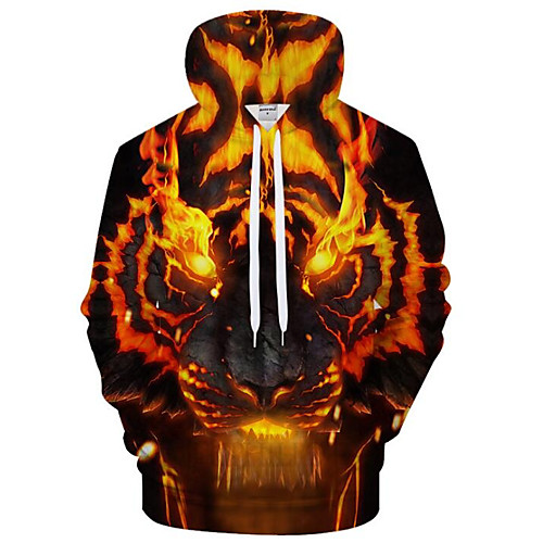 

Men's Plus Size Hoodie Cartoon 3D Print Hooded Daily Going out Active Exaggerated Hoodies Sweatshirts Long Sleeve Loose Yellow Black / Fall / Winter