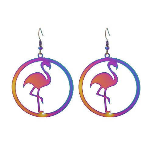 

Women's Drop Earrings Hollow Out Flamingo Ladies Luxury Tattoo Style Anime Stainless Steel Earrings Jewelry Rainbow For Gift Evening Party 1 Pair