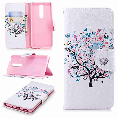 

Case For Nokia Nokia 8 / Nokia 6 / Nokia 6 2018 Wallet / Card Holder / with Stand Full Body Cases Tree Hard PU Leather