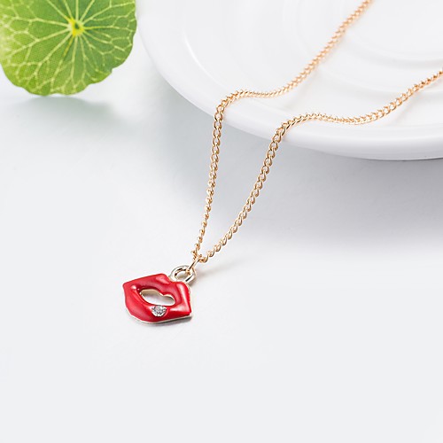 

Women's Pendant Necklace 3D Keys Lips Ladies Classic Basic Rhinestone Alloy Red 55 cm Necklace Jewelry 1pc For Daily Street