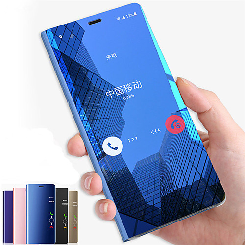

Phone Case For Samsung Galaxy Full Body Case Flip Note 9 Note 8 Note 5 with Stand Mirror Flip Solid Color Hard PC