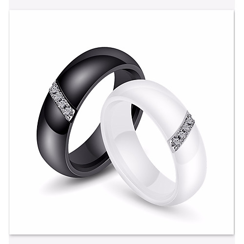 

Band Ring AAA Cubic Zirconia Stylish White Black Titanium Steel Ceramic Relationship Ladies Stylish Simple 1pc 6 7 8 9 10 / Couple's
