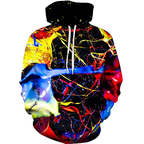 

Men's Plus Size Hoodie Cartoon 3D Print Hooded Halloween Daily Going out Active Exaggerated Hoodies Sweatshirts Long Sleeve Loose Rainbow Black / Fall / Winter