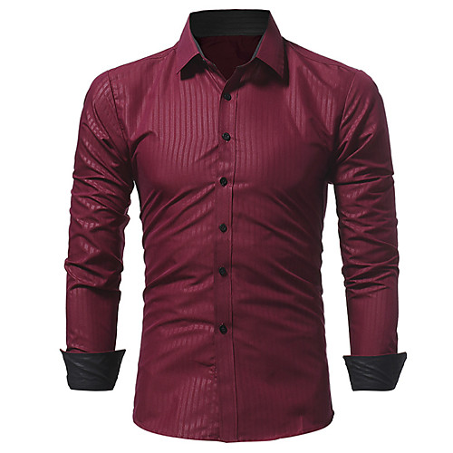 

Men's Shirt Striped Solid Colored Print Long Sleeve Daily Tops Business Basic Wine White Black / Work