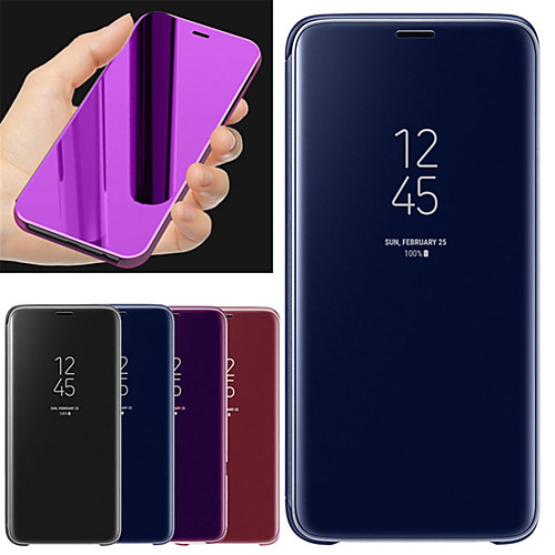 

Кейс для Назначение Huawei Y6 (2018) со стендом / Зеркальная поверхность Чехол Однотонный Твердый Кожа PU для Huawei Y6 (2018)