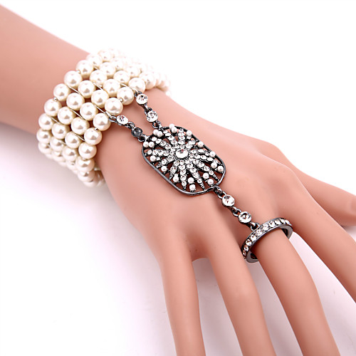 

The Great Gatsby Charleston Roaring 20s 1920s Vintage Women's Costume Ring Bracelet / Slave bracelet Slave Bracelet Golden / White / Black Vintage Cosplay Party Prom