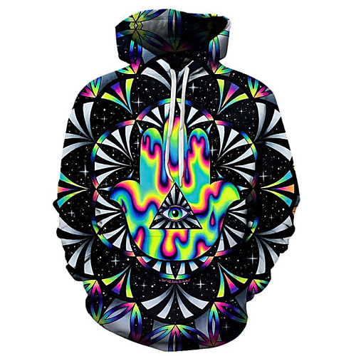 

Men's Plus Size Hoodie Cartoon 3D Print Hooded Daily Going out Active Exaggerated Hoodies Sweatshirts Long Sleeve Loose Black / Fall / Winter
