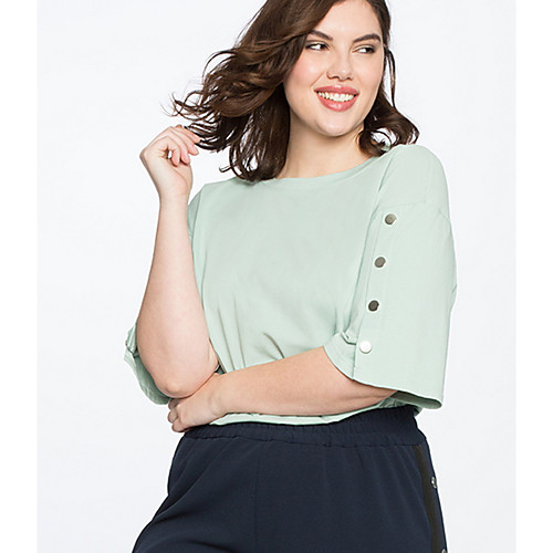 

Women's T shirt Solid Colored Half Sleeve Daily Tops Cotton Basic Green