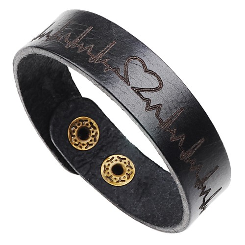 

Men's Bracelet Bangles Leather Bracelet Bracelet Single Strand Heart Cheap Classic Fashion Leather Bracelet Jewelry Black / Coffee / Brown For Formal Work