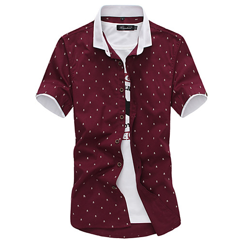 

Men's Shirt Short Sleeve Party Tops White Yellow Wine