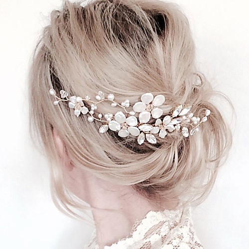 

Women's Hair Combs For Party Ceremony Flower Criss Cross Crystal Fabric Alloy Silver