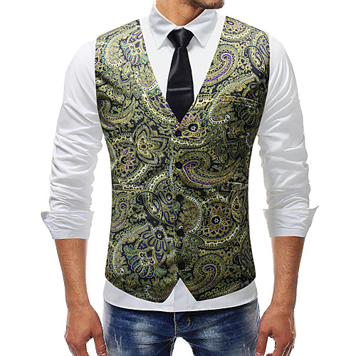 

Plague Doctor Punk & Gothic Victorian Steampunk 17th Century Waistcoat Paisley Coletes Men's Cotton Costume White / Red / Green Vintage Cosplay Party Halloween / Vest / Vest