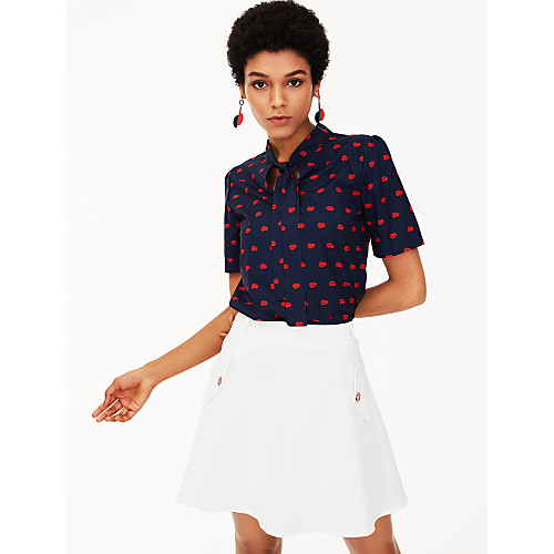 

Women's Shirt Solid Colored Short Sleeve Daily Tops White Black Blue