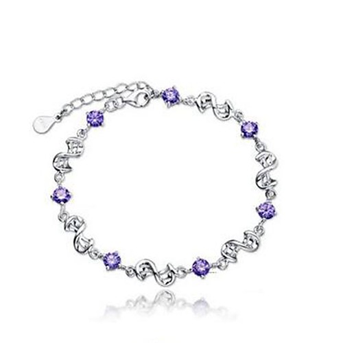 

Women's AAA Cubic Zirconia Bracelet Stylish Hollow Out Donuts Ladies Stylish Classic Alloy Bracelet Jewelry Purple For Daily