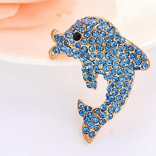

Women's Brooches Classic Dolphin Ladies Stylish Classic Sweet Rhinestone Brooch Jewelry Gold For Daily