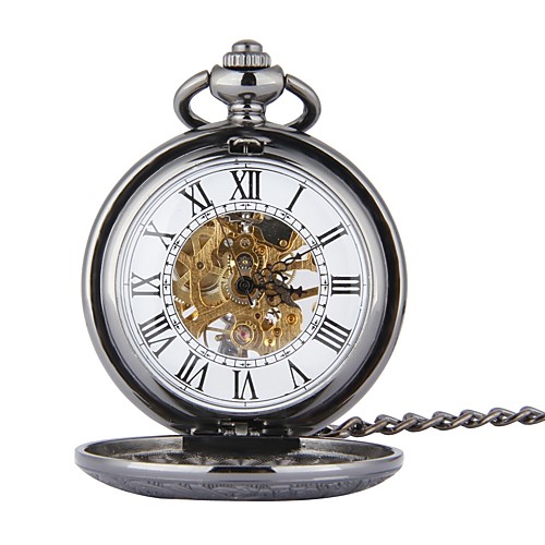 

Men's Pocket Watch Automatic self-winding Black Hollow Engraving Casual Watch Skull Analog Skull Fashion Steampunk Aristo - Black