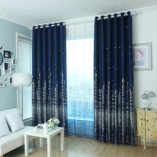 

Blackout Curtains Drapes Two Panels Bedroom Contemporary Polyester Blend Printed