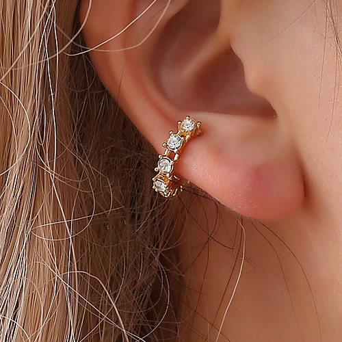 

Women's Cubic Zirconia tiny diamond Clip on Earring Ear Cuff Stylish Creative Dainty Ladies Fashion Delicate Cute Earrings Jewelry Silver / Gold For Wedding Party / Evening Street Daily Masquerade