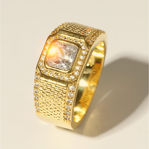 

Band Ring Classic Gold Brass Imitation Diamond 24K Gold Plated Precious Luxury Fashion Classic 1pc 7 8 9 10 11 / Men's