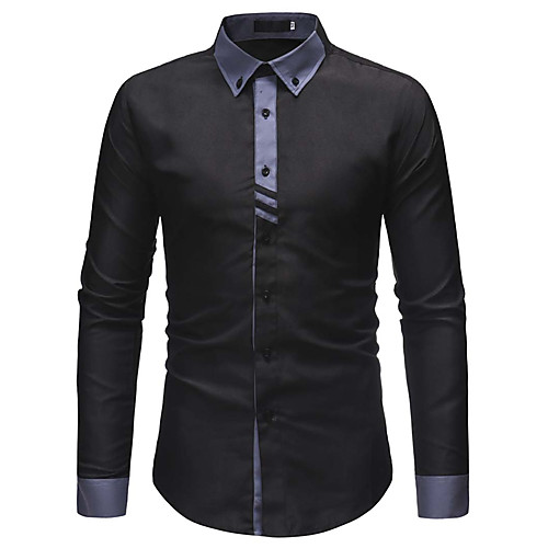 

Men's Shirt Solid Colored Long Sleeve Daily Tops Cotton Business Basic White Black Navy Blue
