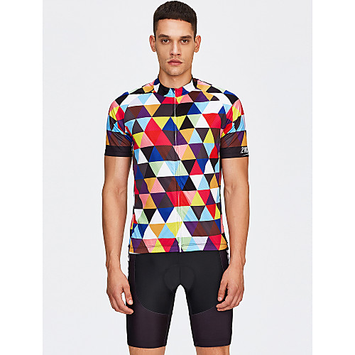 

21Grams Men's Women's Short Sleeve Cycling Jersey with Bib Shorts Rainbow Argyle Plus Size Bike Bib Shorts Jersey Bib Tights Breathable Quick Dry Sweat-wicking Sports Polyester Lycra Argyle Mountain