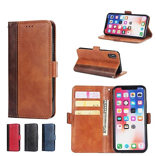 

Phone Case For Apple Full Body Case Leather Wallet Card iPhone 11 Pro Max SE 2020 X XR XS Max 8 7 6 Wallet Card Holder with Stand Tile Hard PU Leather