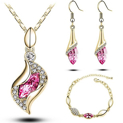 

Women's Crystal AAA Cubic Zirconia Citrine Pendant Necklace Stylish Marquise Cut Elf Ladies Fashion Gold Plated Earrings Jewelry Light Purple / Blue / Champagne For Ceremony Evening Party