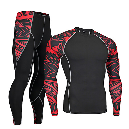 

Nuckily Men's Long Sleeve Cycling Base Layer Winter Spandex Red Blue Bike Quick Dry Sports Geometry Mountain Bike MTB Road Bike Cycling Clothing Apparel / Micro-elastic