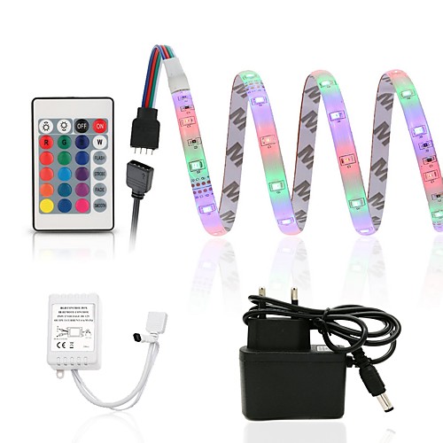 

2.5m Waterproof LED Strip Lights Flexible RGB Tiktok Lights 150 x 2835 8mm IR 24Key Remote Control with 12V1A Power AC100-240V