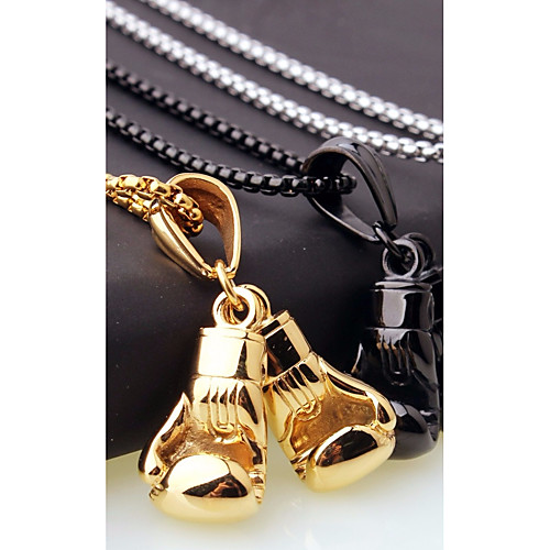 

Men's Chain Necklace Charm Necklace Stylish Foxtail chain Boxing Gloves Fashion European Casual / Sporty Steel Stainless Silver Gold Black 45 cm Necklace Jewelry 1pc For Street Gift