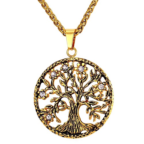 

Men's Pendant Necklace Hollow Out Tree of Life life Tree Fashion Stainless Steel Gold Silver 55 cm Necklace Jewelry 1pc For Gift Daily