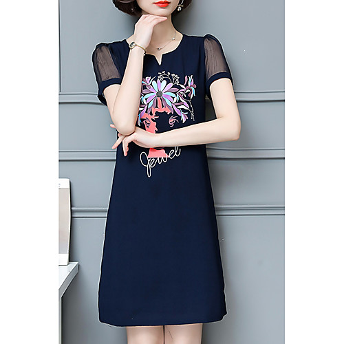 

Women's A Line Dress - Short Sleeve V Neck Daily Loose Wine Black Royal Blue L XL XXL XXXL XXXXL XXXXXL / Cotton
