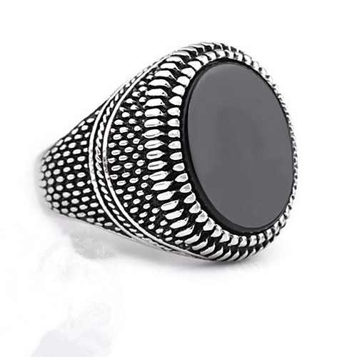 

Ring Obsidian Vintage Style Silver Titanium Steel Stylish Classic 1pc 8 9 10 / Men's