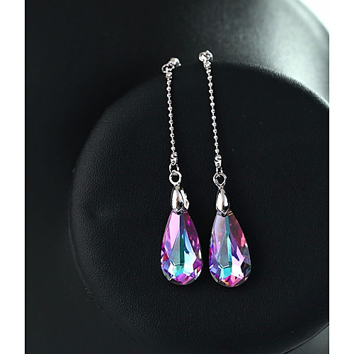 

Women's Crystal Citrine Drop Earrings Dangle Earrings Stylish Long Link / Chain Drop Teardrop Mood Ladies Stylish Elegant European everyday Austria Crystal Earrings Jewelry Purple / Blue / Rainbow For