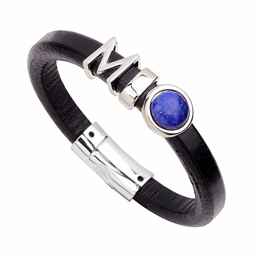 

Men's Sapphire Turquoise Citrine Bracelet Stylish Letter Casual / Sporty Ethnic Genuine Leather Bracelet Jewelry Black / Orange / Brown For Daily Street / Tiger's eye Stone
