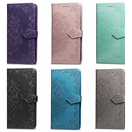 

Phone Case For Samsung Galaxy Full Body Case Leather Wallet Card S9 S9 Plus S8 Plus S8 Wallet Card Holder with Stand Mandala Hard PU Leather