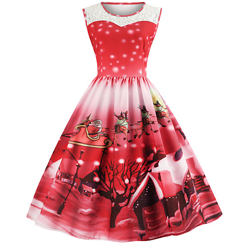 

Santa Claus Christmas Dress Women's Adults' Leisure Christmas Christmas Polyester Dress