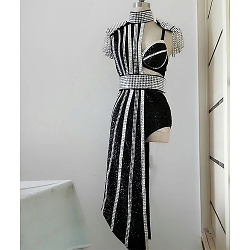 

Exotic Dancewear Dress Split Joint Crystals / Rhinestones Women's Performance Sleeveless Natural Spandex