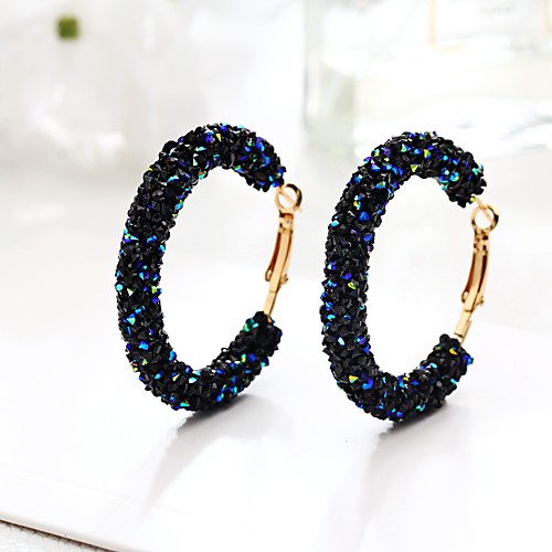

Women's Hoop Earrings Classic Retro Ladies Simple Elegant Druzy Earrings Jewelry White / Black / Blue For Daily Going out 1 Pair