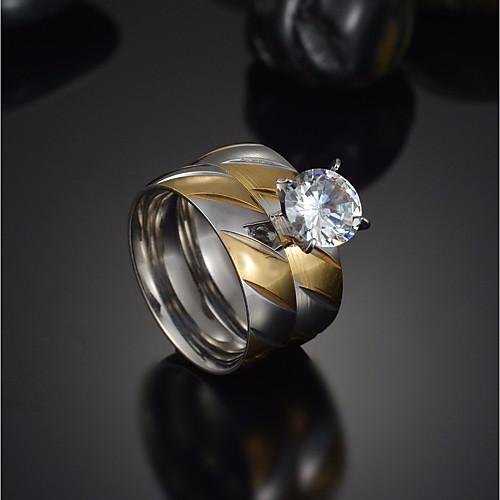 

Couple Rings Cubic Zirconia Stylish Gold Rhinestone Titanium Steel Steel Stainless Creative Ladies Stylish Simple 1pc 7 8 9 10 11 / Couple's / Engagement Ring / Solitaire / Band Ring