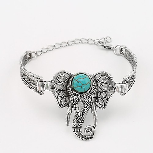 

Women's Turquoise Bracelet Bangles Stylish Elephant Ladies Classic western style Alloy Bracelet Jewelry Silver For Daily