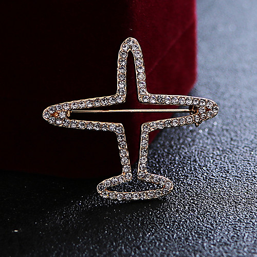 

Men's Cubic Zirconia Brooches Classic Stylish Creative Airplane Luxury Fashion British Brooch Jewelry Gold Silver For Daily Holiday
